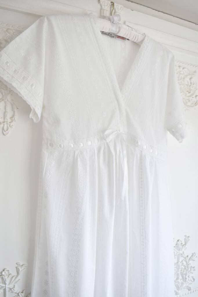 Women's White Cotton Short Sleeved Nightdress Josette, 1 of 2