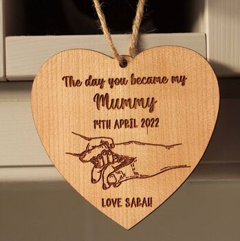 Personalised “The Day You Became My Mummy” Cherry Wood Ornament – Custom New Baby Keepsake Gift, 2 of 6