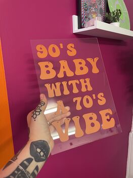 90's Baby 70's Vibe Clear Acrylic Vinyl Plaque Decor, 6 of 7