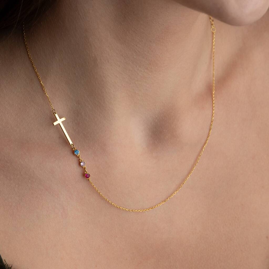 'My Faith, My Family' Birthstone Cross Necklace, 1 of 10
