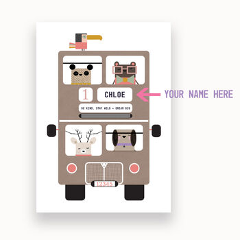 Personalised Kids London Bus Print, 2 of 2