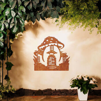 Mushroom House Metal Wall Art For Enchanting Garden Gift, 8 of 10