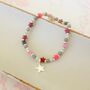 Pink Beaded Bracelet With Silver Plated Star Charm, thumbnail 3 of 4