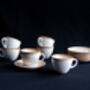 White Set Of Six Handmade Porcelain Tea Cup With Saucer, thumbnail 6 of 12