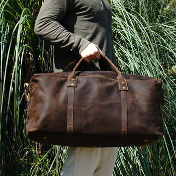 Genuine Leather Holdall Luggage Bag, 3 of 12