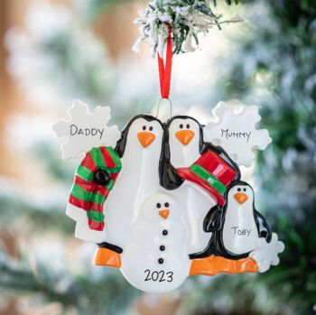 Personalised Christmas Penguin Family Decoration, 2 of 2