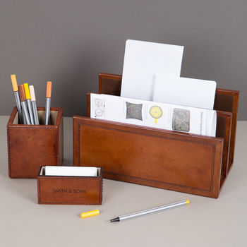 Personalised Oxford Leather Desk Set, 2 of 4