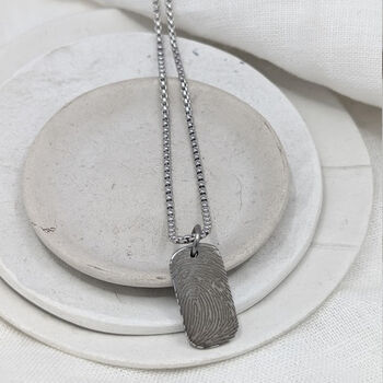 Fingerprint Small Dog Tag Stainless Steel Necklace, 2 of 5