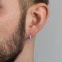 Micro Diamond Huggie Silver Hoop Earring For Men, thumbnail 1 of 7