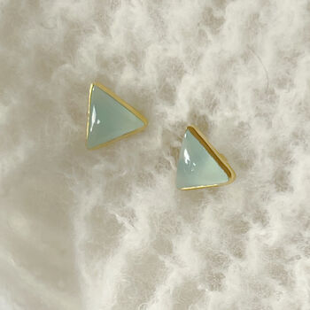 Aqua Chalcedony Triangle Stud, 4 of 5