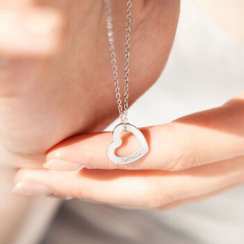 Personalised Heart Necklace Engraved With Name, 5 of 6