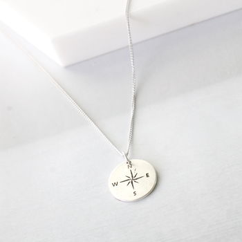 Sterling Silver Compass Necklace Personalised, 4 of 6
