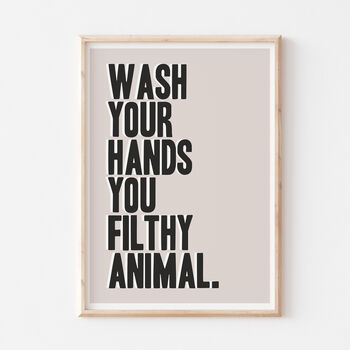 Bathroom Wash Your Hands Funny Wall Print, 4 of 4