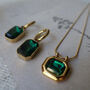 Emerald Gold Necklace Earring Set Personalised Pouch, thumbnail 4 of 7