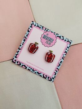 Bell Pepper Glitter Resin Studs / Veggie Lover Gift / Cute Statement Jewellery / Fun Accessories, 5 of 5