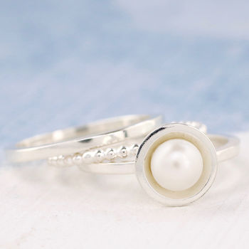 Pearl Stacking Ring Set. Sterling Silver, 5 of 12