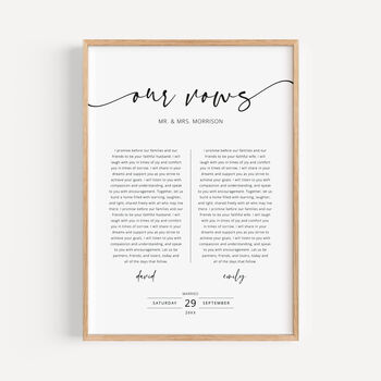 Wedding Vows Anniversary Gift, Contemporary Script Design, 2 of 4
