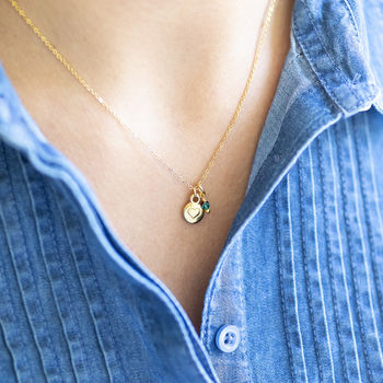 Gold Plated Heart Nugget Birthstone Charm Necklace, 5 of 12
