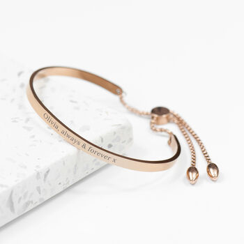 Personalised Rose Gold Plated Affirmation Bangle Bracelet, 6 of 6