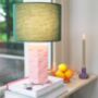 Pink Check Green Shade Table Lamp, thumbnail 1 of 2