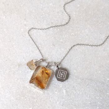 The Trio Citrine Necklace, Silver, 3 of 7