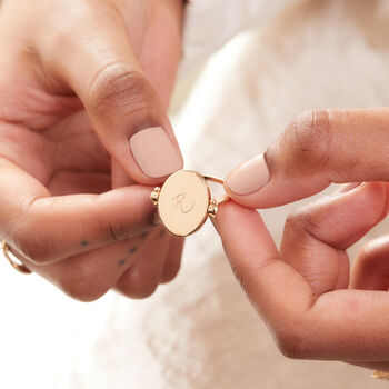 Personalised 18k Gold Plated Brass Enamel Spinning Ring, 3 of 8