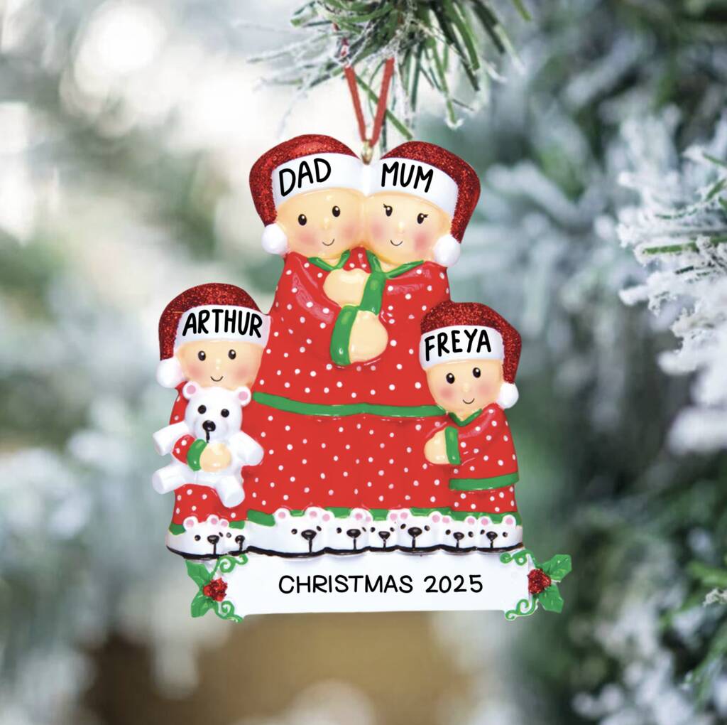 Personalised Pyjama With Teddy Slippers Christmas Decoration, 1 of 3
