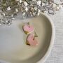 Pink Heart Ceramic Earrings 22k Gold Lustre, thumbnail 2 of 4