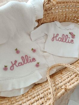 Personalised Frill White Blanket,Baby Gift, 3 of 6