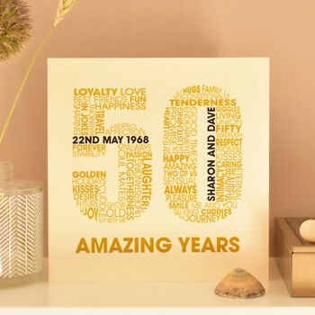 Personalised Golden 50th Wedding Anniversary Card, 2 of 5