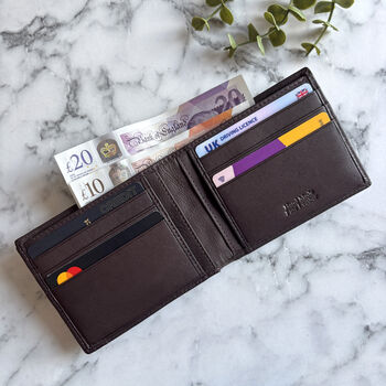 Men's Brown Simple Leather Wallet, 2 of 4