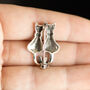Sweet Companionship Sterling Silver Marcasite Cats Brooch, thumbnail 3 of 7