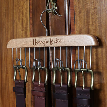 Personalised Wooden Belt Hanger Christmas Gift For Him, 2 of 6