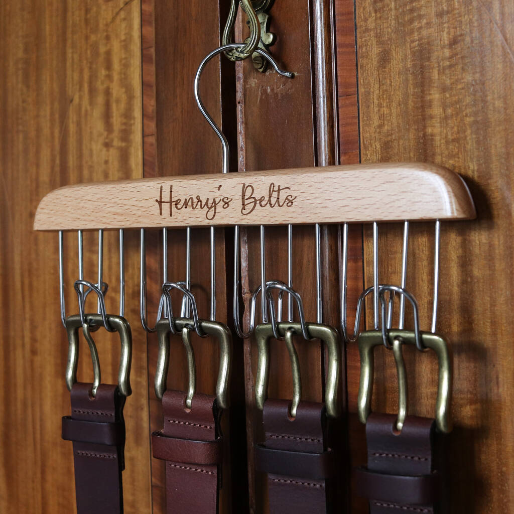 Personalised Wooden Belt Hanger, 1 of 6