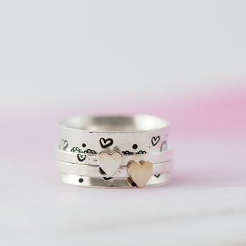 Personalised Love Hearts Sterling Silver Spinner Ring, 5 of 5