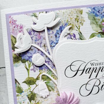 Handmade 60th Birthday Card, Floral Bird Design, 4 of 5