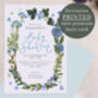 Personalised A6 Blue Floral Baby Shower Invitation, thumbnail 1 of 3