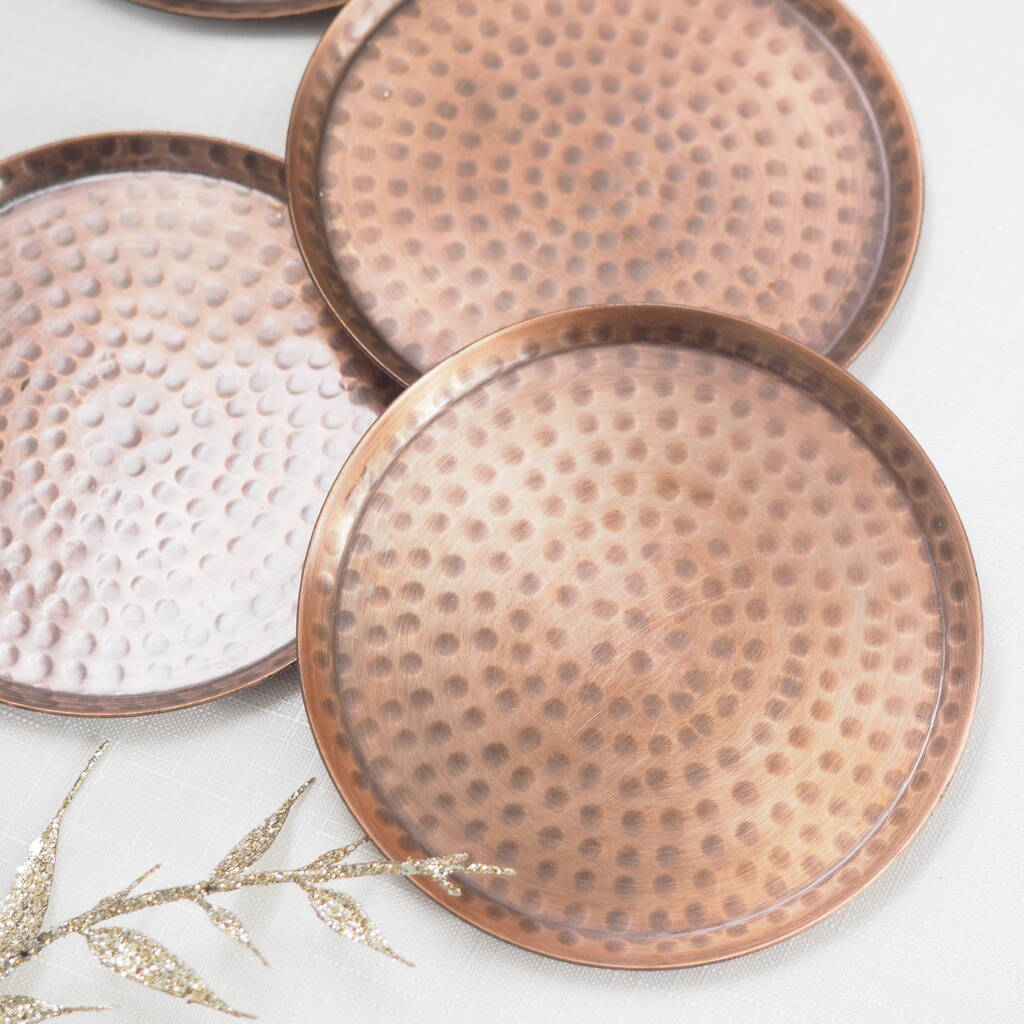 Antique Copper Coasters Set Of Four By Za Za Homes