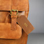 'Kingsley' Men's Leather Laptop Backpack In Tan, thumbnail 2 of 12