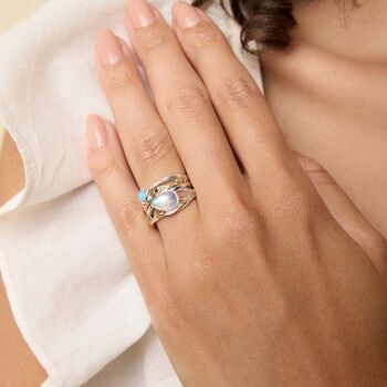 Moonstone And Fire Opal Statement Ring, 2 of 10