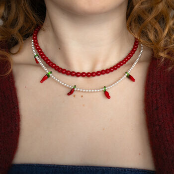 Chilli Pepper And Red Bead Necklace Set, 2 of 6