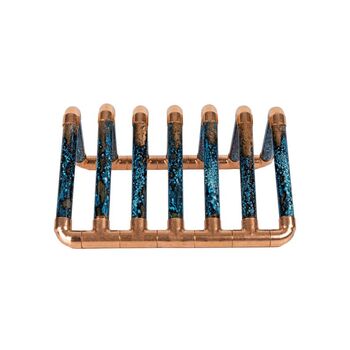 Solid Copper Vinyl Record Stand – Verdigris Green Patina Minimalist Rack, 2 of 6
