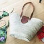 French Market Basket Bag Long Tan Leather Handles, thumbnail 2 of 7