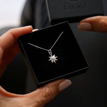 North Star Pendant Necklace In Sterling Silver, 5 of 10