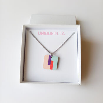 Flow Square Wooden Necklace Sustainable Jewellery, 3 of 7
