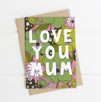 Love You Mum Vintage Floral Design Card, 3 of 5