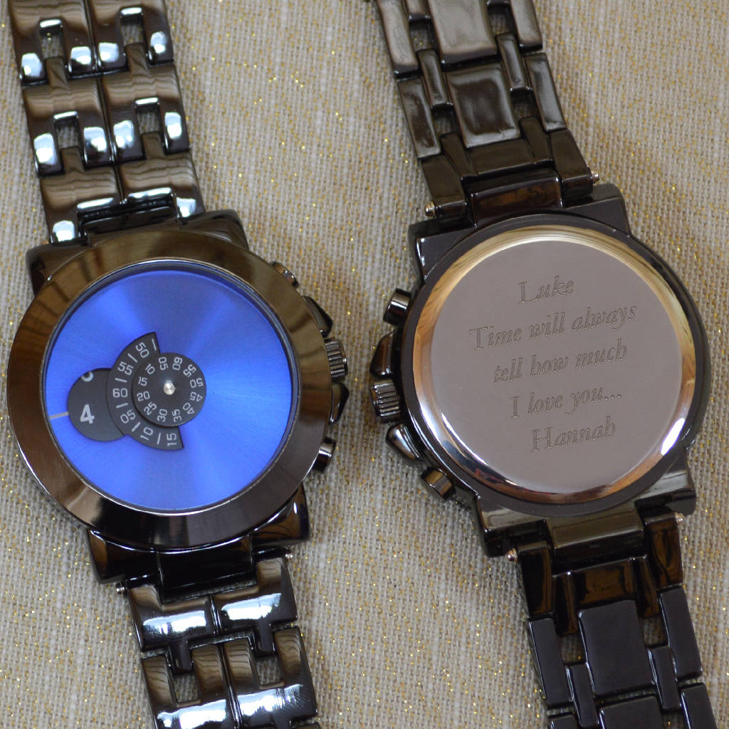 personalised wrist watch rotary numbers with blue face by