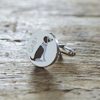 Liver And White Springer Spaniel Cufflinks Personalised Dog Lover Gift, 2 of 11