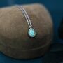 Green Opal Droplet Pendant Necklace In Sterling Silver, thumbnail 5 of 11
