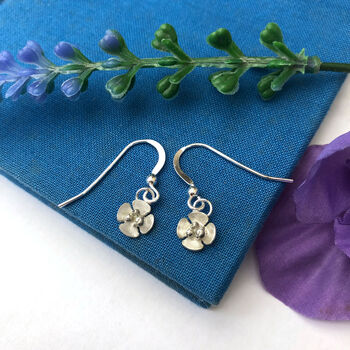 Sterling Silver Mini Blossom Flower Hook Earrings, 6 of 9